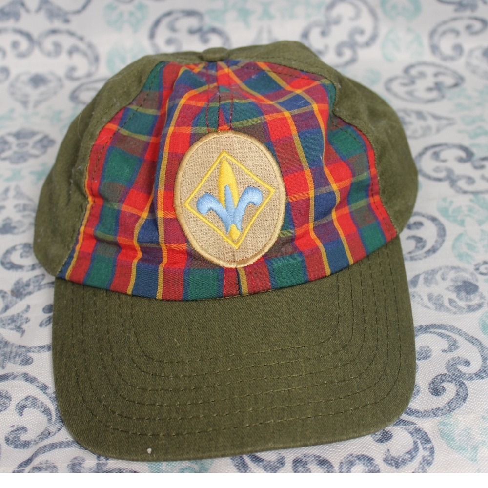 Webelos Cub Scout Hat/Cap S/M Boy Scouts of‎ America BSA Green/Red Plaid